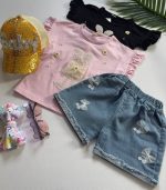 Ніжний літній костюм для дівчаток - Зображення 5